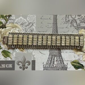 AMAZING Wide Old Vintage Rhinestone Bracelet